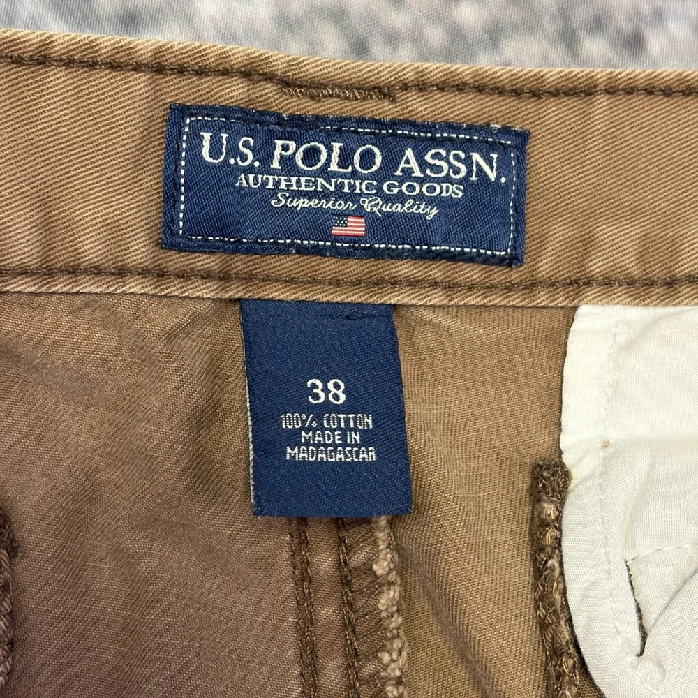 U.S. Polo ASSN Cargo Shorts Mens 38 Brown Baggy Utility Outdoor Skater Y2K